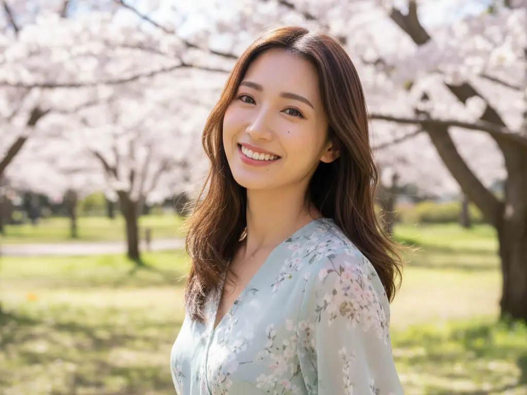 外で明るく笑っている女性