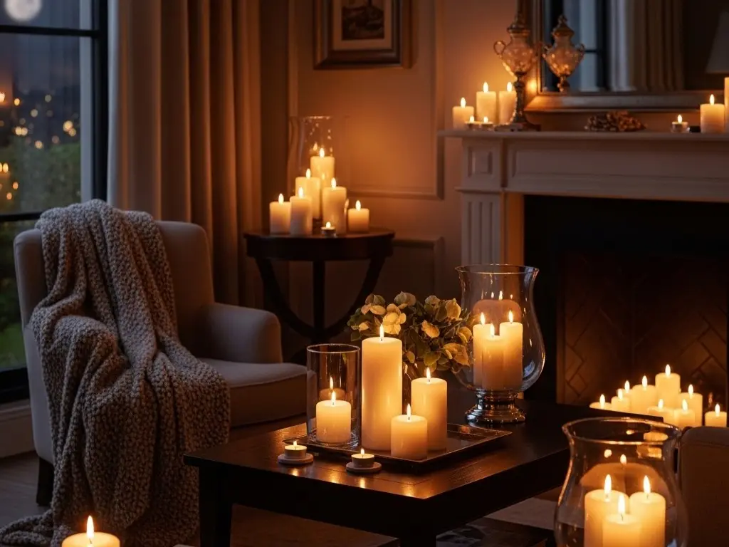 キャンドルや夜の落ち着いたインテリア