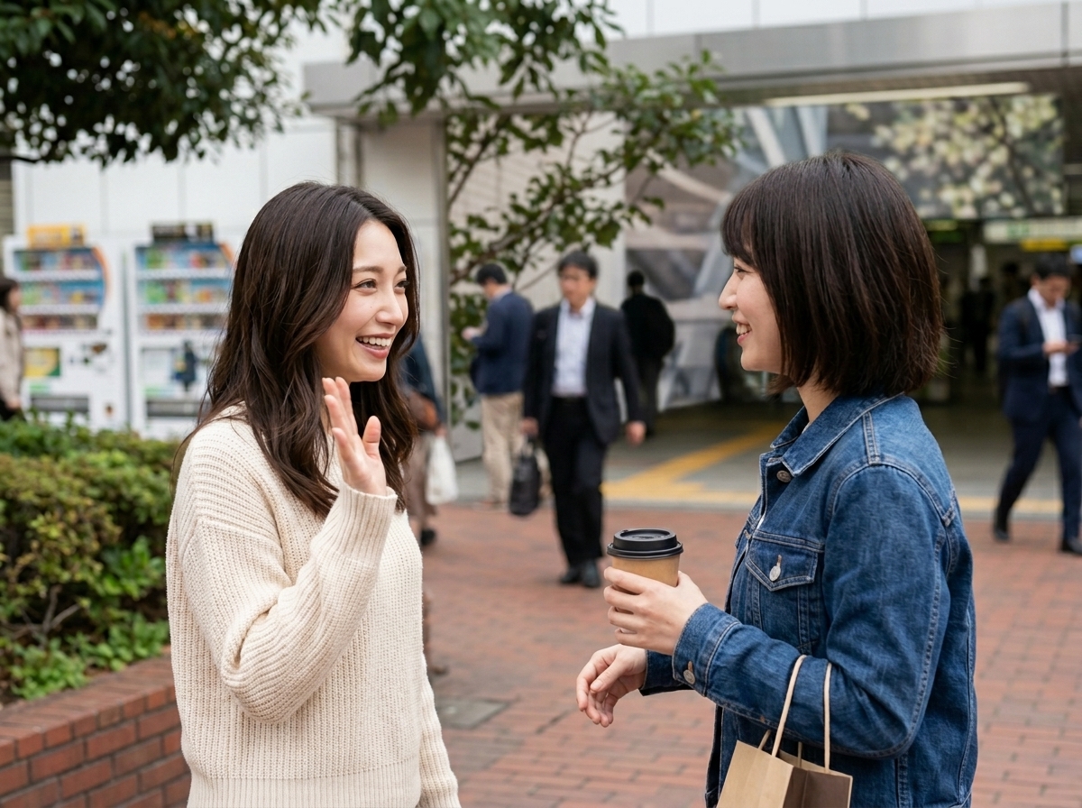 女性たちが待ち合わせしているところ